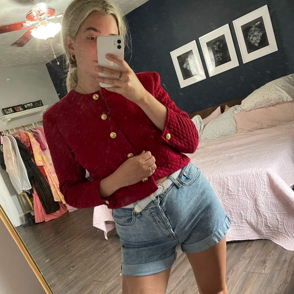 Vintage Red Gold Button Jacket - Picture 4 of 7